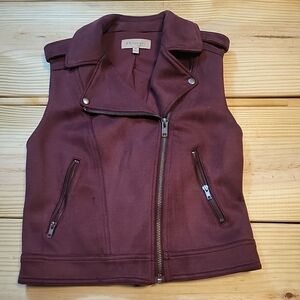 Philosophy Suede Burgundy Moto Vest Size XS EUC